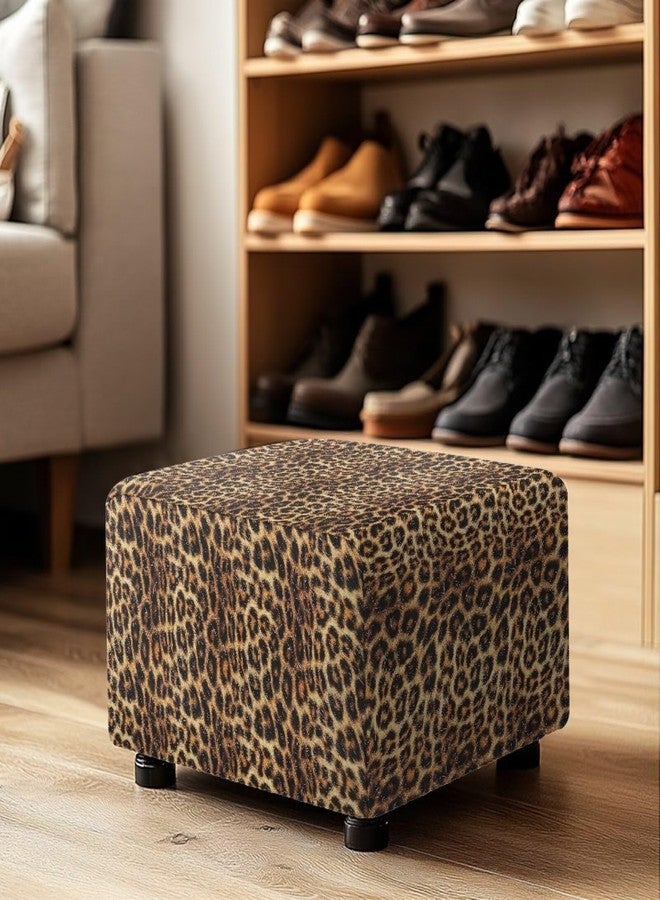 غطاء عثماني قابل للطي من المخمل المطاطي بنقشة جلد النمر البني من تالايتوس، مناسب لكرسي تخزين مستطيل قابل للطي، غطاء عثماني يسمح بمرور الهواء، غطاء كرسي صغير لغرفة المعيشة - Image 5